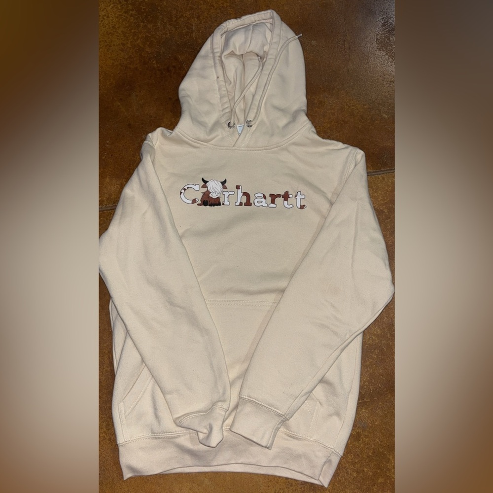 Carhartt Beige Hoodie with Cow Graphic